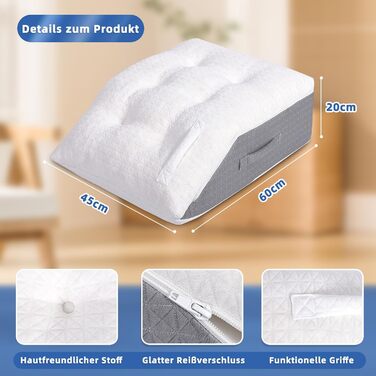 Підголовник для ліжка та дивана HAVARGO з Memory Foam: ергономічний підголовник для підтримки спини, рефлюксу та апное уві сні. Розмір: 55x55x25 см