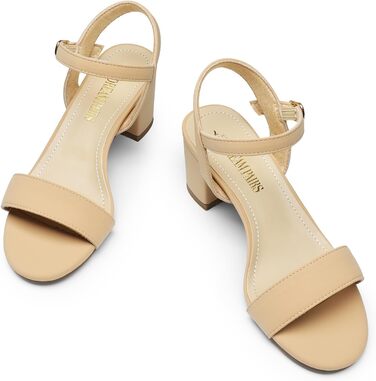 Жіночі босоніжки DREAM PAIRS на високій платформі та блочних підборах, відкритий ніс, колір нюд (40 EU, широка колодка)