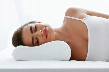 MARPUR Sleep Pillow, Neck Support Pillow, Orthopedic PURTEX Ice, Filling: Foam, H3 firmness in White with Snowflakes, Head Pillow Inc. Cover, Washable with Cooling Effect, 50x35x12/7 cm
