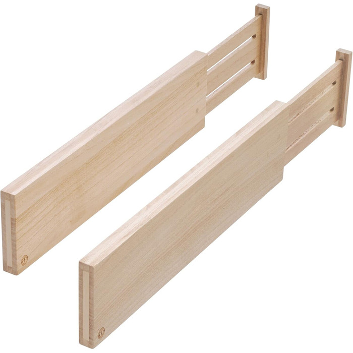 iDesign 2-Piece Drawer Divider System for the Kitchen, Adjustable Size Drawer Insert made of Paulownia Wood, Drawer Organizer for Cutlery and Kitchen Utensils, beige