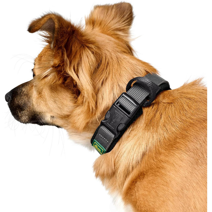 Нашийник для собак HUNTER Maldon, чорний, розмір M: дихаючий сітковий матеріал, міцний нейлон, безшумний, гіпоалергенний, з полегшенням натягу, інтегрована адресна бирка, легкий