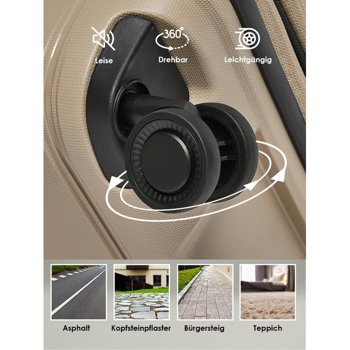 Набір валіз REDOLZ 3 шт. | Розширювані, з TSA-замком, з поліпропілену | Розміри: 6 см, 4 колеса | Beige (Essentials 11)