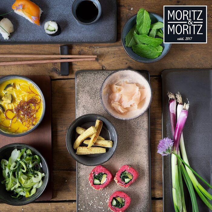 Набір посуду для суші Moritz & Moritz VIDA (29 предметів) - порцеляновий набір для 4 осіб, ідеальний для японської кухні та суші вдома (Бежевий)