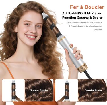 Air Styler: 5-в-1 Мультистайлер для волосся - фен-щітка, 800W, для об'єму, локонів, випрямлення та сушіння (Золотий)