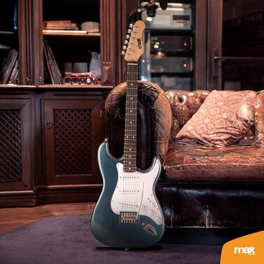 Електрогітара Max GigKit: Комплект з підсилювачем 40 Вт, аксесуарами та чохлом (4/4, блакитний)