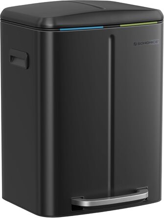 SONGMICS Відро для сміття 40 л з 2 відділеннями, 2 x 20 л, з педаллю, з металу, з пластиковим внутрішнім відром, з кришкою, з ручками, Softclose, герметичне, біле LTB40WT (Чорний)