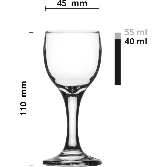 Набір келихів для шнапсу/шоту Glasmark KROSNO 1992 (12 шт, 55 мл) - прозорі, міцне скло, для посудомийної машини