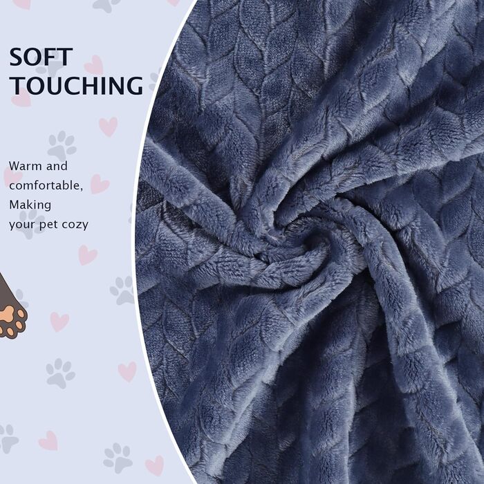 6 шт. М'які ковдри для собак та котів BVAGSS, 60 x 40 см, фліс, фланель, блакитні колоски