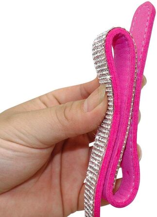 Soft Suede Dog Collar, Shimmering, Sparkling, Elegant, Unique, Embellished with Rhinestones, for Pets, Puppies, Cats, Dogs, Combo Set with Leash (XXS, Black)