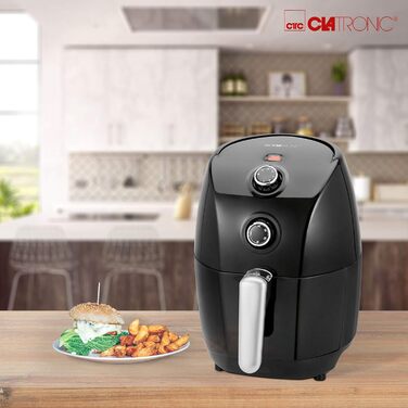 Аерофритюрниця Clatronic FR 3698 H, без олії, 1.5 л, термостат 80-200°C, таймер 30 хв, чорна