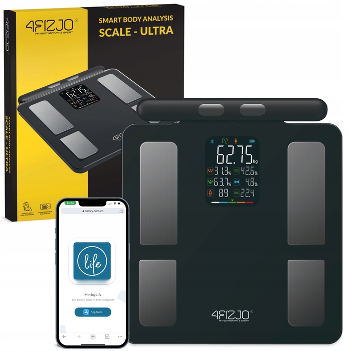 Електронні скляні ваги 4FIZJO з аналізом складу тіла, до 180 кг