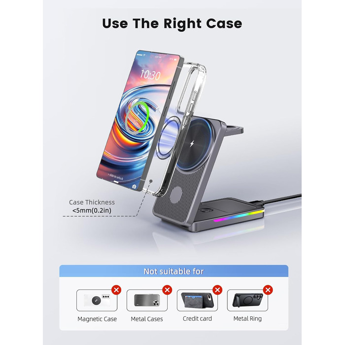 Магнітна бездротова зарядка 3-в-1 для Samsung Galaxy S26 Ultra, S25, Z Fold 7, Z Flip 7, Galaxy Watch Ultra/8/7/6 та Buds Pro 3 (Сірий)