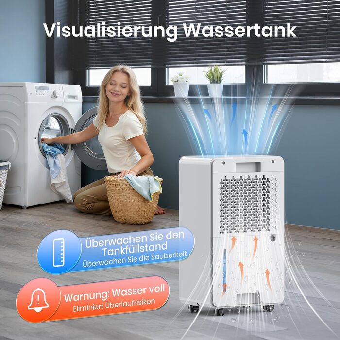 Електричний осушувач повітря CHIVALZ для автомобіля та приміщень до 30 м²/120 м³, 3 режими роботи, таймер 24 год, автоматичне розморожування, енергозбереження, білий