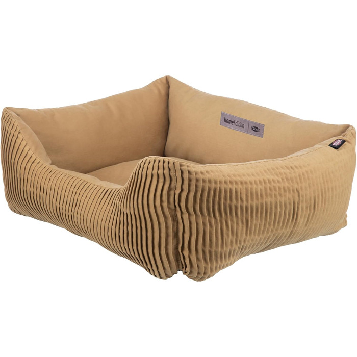 ТРИКСІ Лежанка для собак Марлі 80 x 60 см – кутовий собачий кошик для середніх собак, зручна лежанка з високоякісним бавовняним покриттям Canvas, м'яка та пральна – 37691 (Окре, 60 x 50 см)