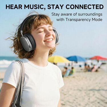 Навушники бездротові Bluetooth 6.0 NC95 з активним шумозаглушенням, регульованим колесом, 120+ годин роботи, персоналізація EQ через додаток, сірий