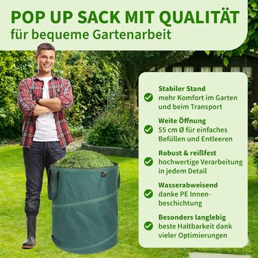 TTL Garden Набір з 3 садових мішків для сміття 160 л, преміум, саморозкладні, посилений 600D Oxford, 220 г/м², для листя, гілок, садового сміття