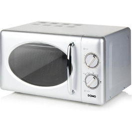 Мікрохвильова піч DOMO DO3125 Retro, 25L, 900W, білий/сріблястий, 6 рівнів потужності, таймер до 30 хв, функція розморожування, звуковий сигнал