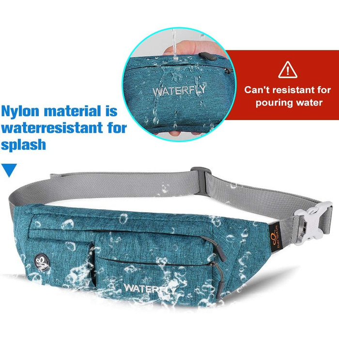 WATERFLY Поясна сумка на пояс для жінок та чоловіків: стильна сумка через плече для спорту, бігу, дресирування собак, подорожей (Peacock Blue)