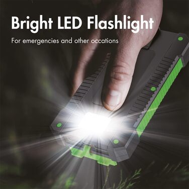 Портативний зарядний пристрій Solar Powerbank 8000 mAh з ліхтариком, чорно-оранжевий, одночасна зарядка 2 пристроїв (2x USB Type-A)