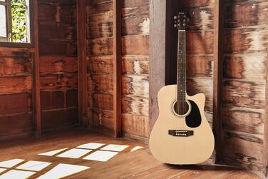 Rocktile WSD-8CE-NT: Акустична гітара Western Slim Line з підсилювачем, комплект - Dreadnought, сумка, ремінь, кабель, струни, медіатори - Natural
