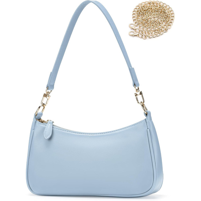 Сумка жіноча WantGor Clutch Tote через плече міні Hobo Bag блакитна екошкіра ретро