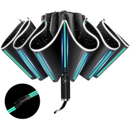 Складаний парасоль від Knirps з автоматичним відкриванням/закриванням, 10-ти реберний (3+2 посилені), з відбиваючими смугами, захист від сонця, для подорожей та авто