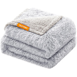 Feandrea Waterproof Dog Blanket - Plush Sherpa Blanket for Small & Medium Dogs & Cats - 127x102cm & 152x127cm - Reversible, Washable, Ombre Grey