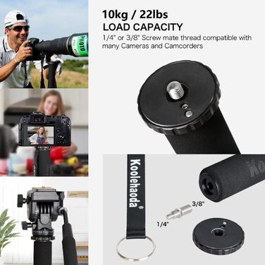 Монопод Koolehaoda K-09 з кульковою головкою для DSLR-камер, алюмінієвий, висота до 175 см, діаметр 32 мм