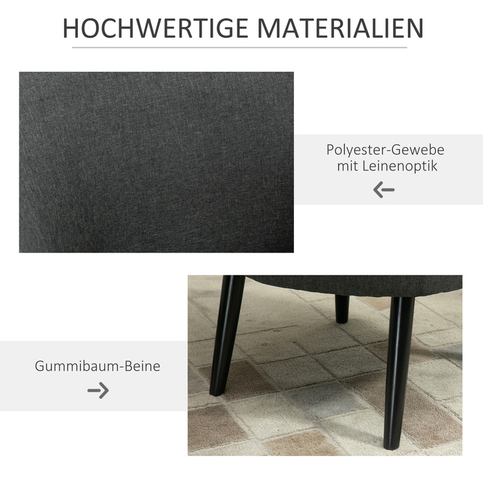 HOMCOM Lounge Chair Cocktail Chair Upholstered Chair Office Chair Living Room Chair Dining Room Modern with Linen-Look Wood Grey 71 x 65 x 75 cm | Aosom