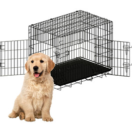 Переносна вольєр для собак з подвійними дверима, з піддоном та перегородкою, 76.2 x 45.7 x 53.3 см