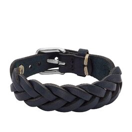 Браслет чоловічий Fossil Casual (сріблястий) зі шкіри або нержавіючої сталі з магнітною, застібкою-метеликом або пряжкою