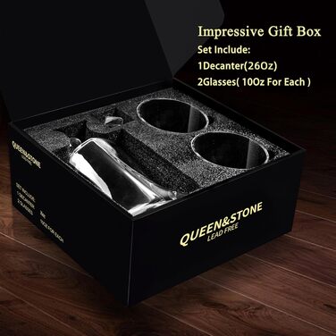 Набір для віскі та лікеру в подарунковій коробці: декантирувальник, 2 келихи, 750 мл. Ідеальний подарунок для чоловіків та жінок