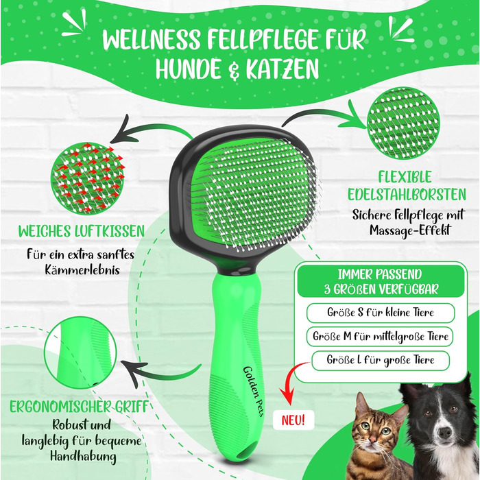 М'яка щітка для тварин TESTURTEIL: ідеальна для котів та собак, розмір M. Захисні нопочки для чутливої шкіри