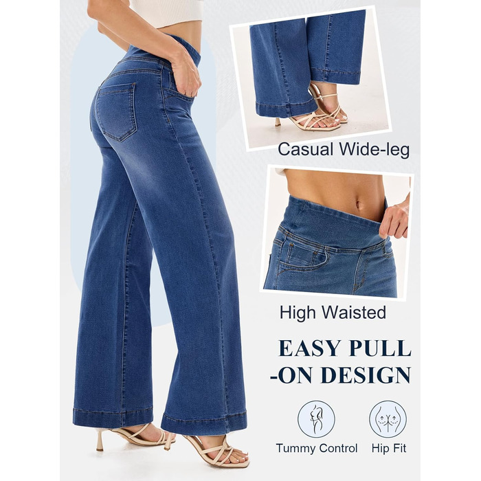 Джинси жіночі Baggy з широкими штанинами, висока талія, темно-сині, розмір 31