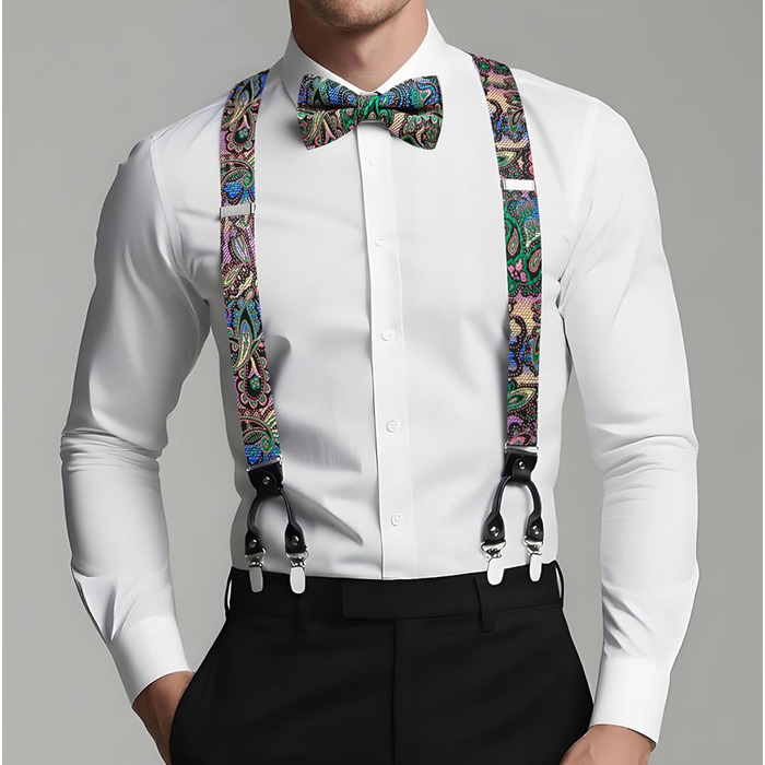 Чоловіча краватка Dubulle з квітковим візерунком Paisley, шовкова краватка для чоловіків, смугаста, комплект краватки та нагрудного хустинки для весілля, бізнесу (A Multi Green)