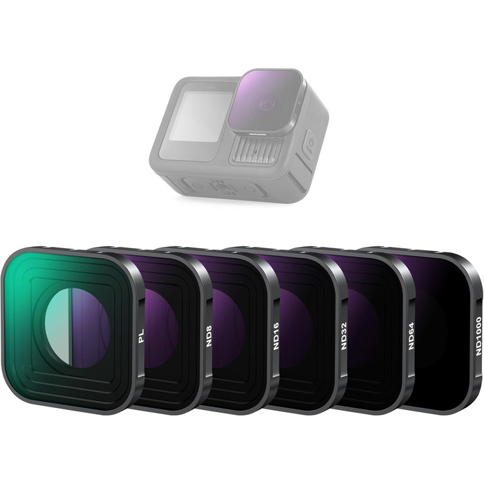 Фільтри NEEWER CPL ND для GoPro Hero 13 12 11 10 9: комплект 6 шт. (CPL, ND8, ND16, ND32, ND64, ND1000)