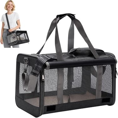 Транспортна сумка для котів та маленьких собак ALLSOPETS, 9 кг, чорна