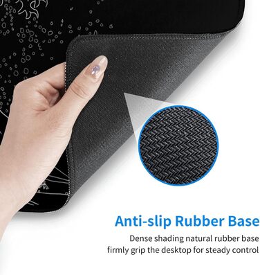 Ігровий килимок для миші Japanisches Gaming-Mauspad, 80 x 30 см, чорний, з гумовою основою, водонепроникний, з прошитими краями, для геймінгу, офісу, дому (Чорна хвиля)