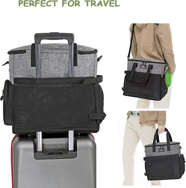 Сумка для собак Wolt: переносна сумка для подорожей з набором мисок та контейнерами, сірого кольору