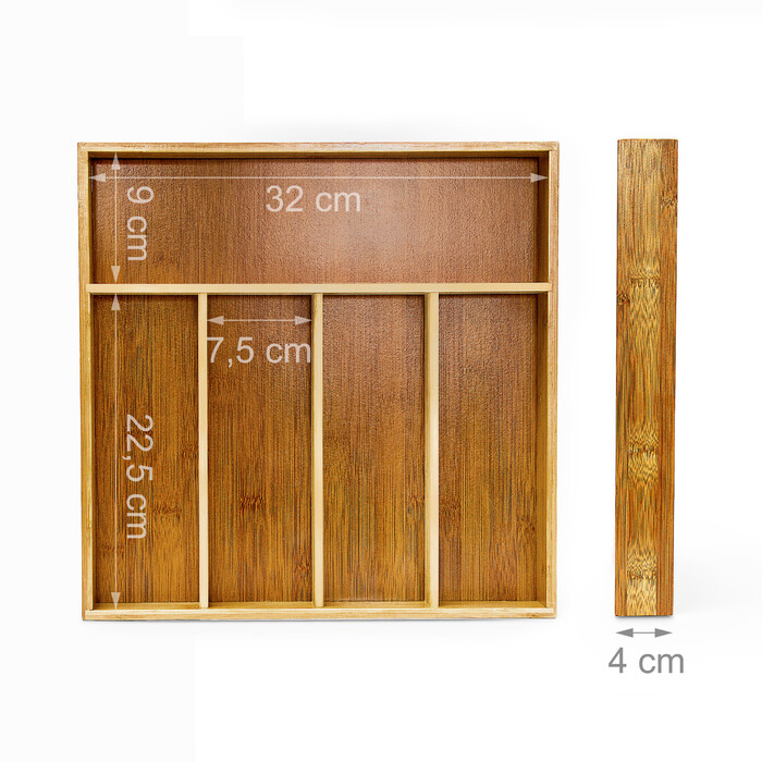 Relaxdays Cutlery Box Bamboo Natural