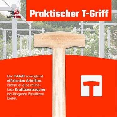 SHW-FIRE Professional Weed Puller with 82cm Ash Wood Handle - Hand-forged with Practical Step