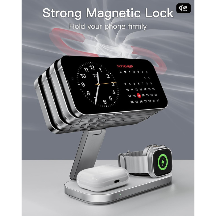 Бездротовий зарядний пристрій 3-в-1 MagSafe для iPhone, Apple Watch та AirPods Pro (Darkish)