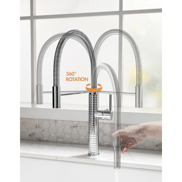 Висувна кухонна змішувач TIMACO з нержавіючої сталі, 360° поворот, одноручний, для кухонної мийки (хром)