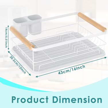 Dish Drying Rack, Dish Basket, Dish Drying Rack, Dish Drainer, Dish Drying Rack for Kitchen Counter Sink Organizer (White)