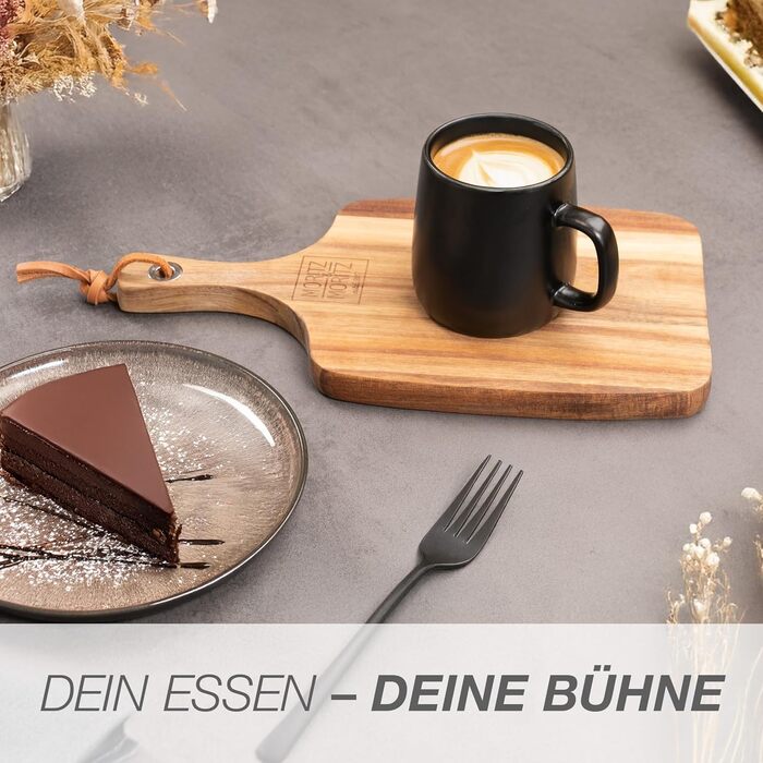 Набір кавових чашок Moritz & Moritz VIDA, 6 шт., чорний колір, 380 мл, з ручкою, з високоякісного порцеляну