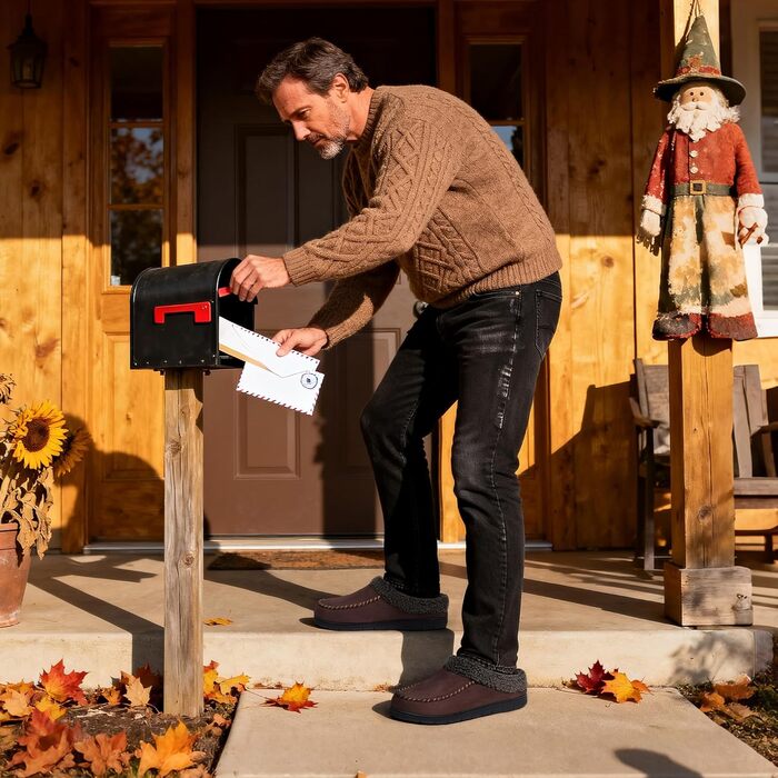 Чоловічі тапочки-сліпони ULTRAIDEAS з меморі-піною та м'якою підкладкою, замшеві домашні тапочки-мулі з антиковзкою підошвою, Кофе, 10/11 UK