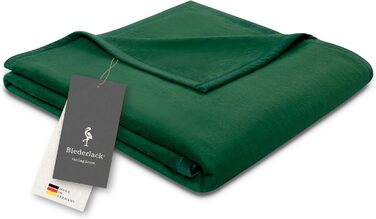 Плед Biederlack Pure Cotton, 100% бавовна, темно-зелений, 150x200 см, виготовлений у Німеччині, сертифікат OEKO-TEX, екологічний, м'який плед для дивану та спальні
