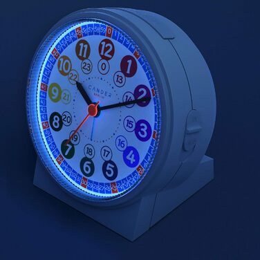 Cander Berlin MNU 1009 Silent Kinderwecker (children's alarm clock) and MNA 1030 J blue wristwatch, learning clock silent children's clock light snooze table clock alarm clock children lighting quiet snooze girls boys
