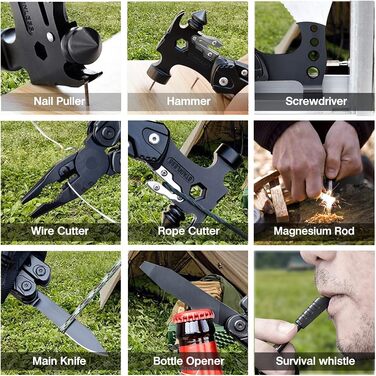 Мультитул 33 в 1 для чоловіків: молоток, плоскогубці, ніж, викрутка. Ідеальний для кемпінгу, надзвичайних ситуацій та виживання на природі