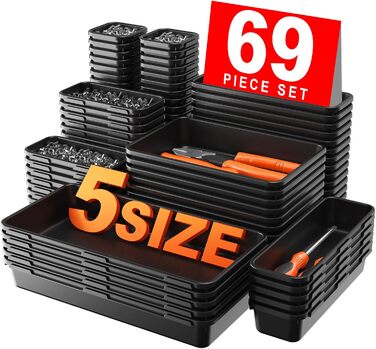 A-LuGei [69 Pieces [5 SIZES] Sortierbox Drawer Organizer, Tool Organizer Workshop, tool storage, Drawer Organization System for Workshop Accessories Office Kitchen Bathroom Garage sortierbox